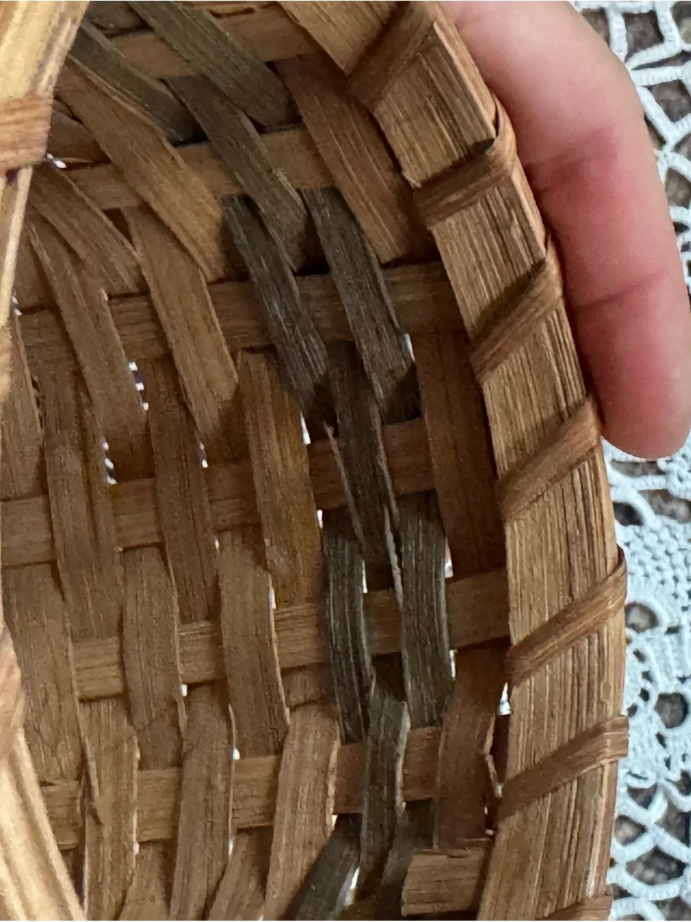 Vintage Mini Woven Splint Basket with Handle Primitive Country Decor